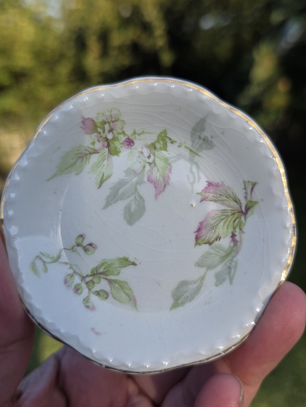 Early Johnson Bros England Floral Butter Pats | Matching Pair | c. 1913–1942